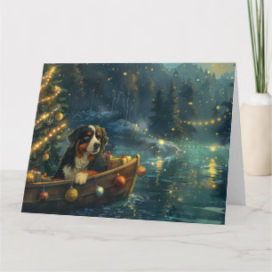 Bernese Mountain Christmas Festive Voyage Card