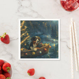 Bernese Mountain Christmas Festive Voyage Napkin