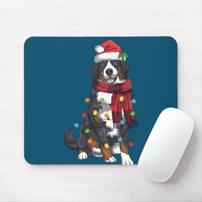 Bernese Mountain Christmas Light Funny Dog Lover Mouse Pad (With Mouse)