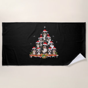 Bernese Mountain Christmas Tree Dog Santa Xmas Fun Beach Towel