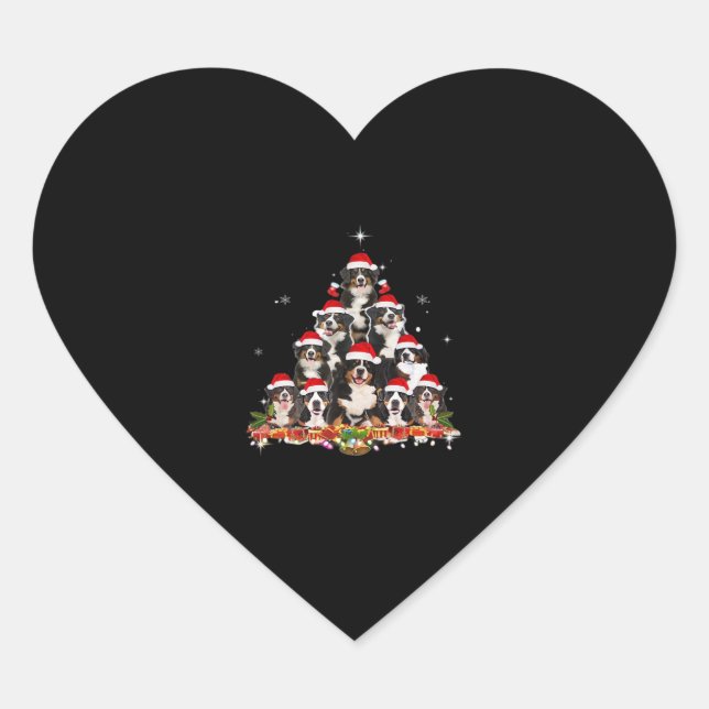Bernese Mountain Christmas Tree Dog Santa Xmas Fun Heart Sticker (Front)