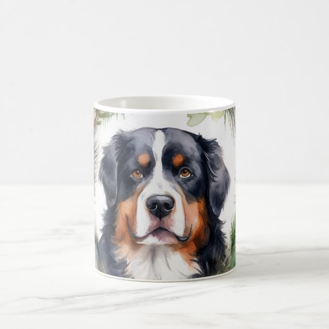 Bernese Mountain Christmas Wreath Festive Pup  Coffee Mug (Center)