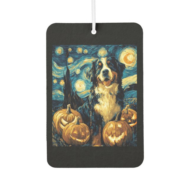 Bernese Mountain Cute Dog Halloween Jack O Lantern Air Freshener (Front)
