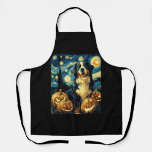 Bernese Mountain Cute Dog Halloween Jack O Lantern Apron