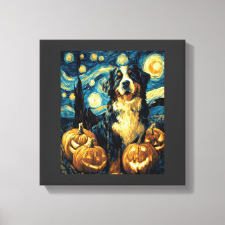 Bernese Mountain Cute Dog Halloween Jack O Lantern Canvas Print