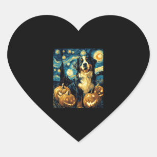Bernese Mountain Cute Dog Halloween Jack O Lantern Heart Sticker