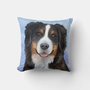 Bernese Mountain Dog 125 watercolor Throw Pillow