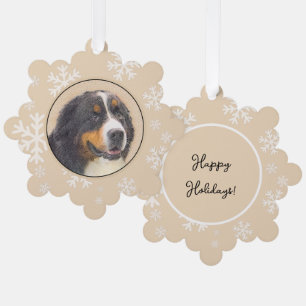 Bernese Mountain Dog 2 Painting - Original Dog Art Ornament Card