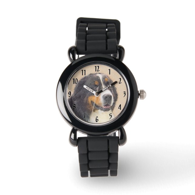 Bernese Mountain Dog 2 Painting - Original Dog Art Watch (Front)