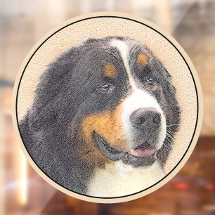 Bernese Mountain Dog 2 Painting - Original Dog Art Window Cling
