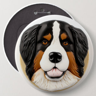 Bernese Mountain Dog 3D Inspired 6 Inch Round Button