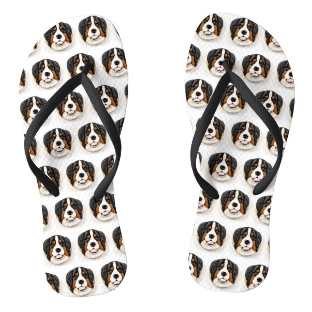 Bernese Mountain Dog 3D Inspired Flip Flops (Footbed)