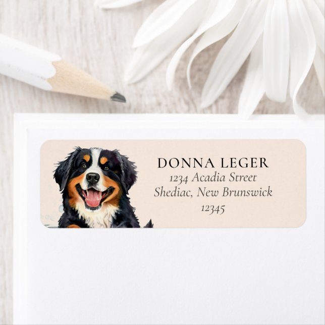 Bernese Mountain Dog Adresse personnalisée (En situation)