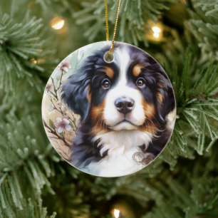 Bernese Mountain Dog AI Puppy  Ceramic Ornament