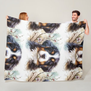 Bernese Mountain Dog AI Puppy Fleece Blanket