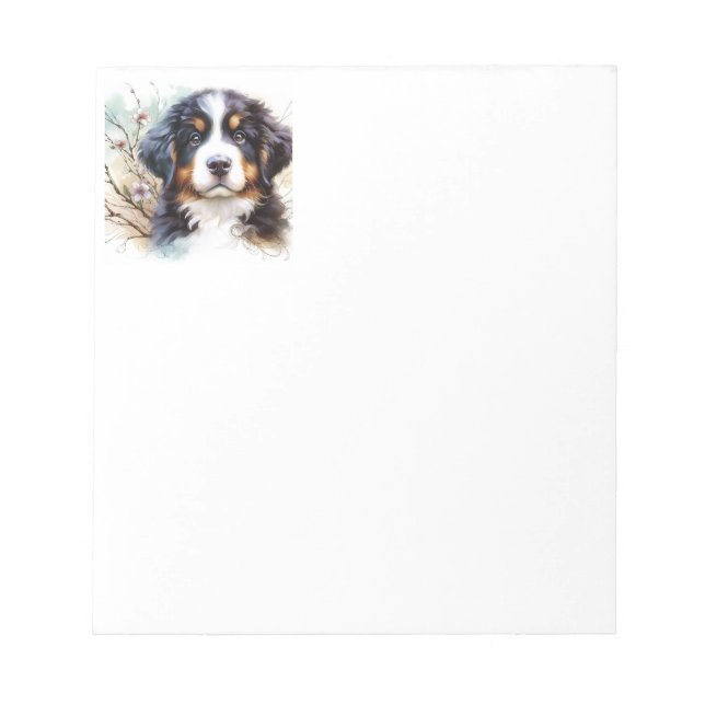 Bernese Mountain Dog AI Puppy  Notepad (Front)
