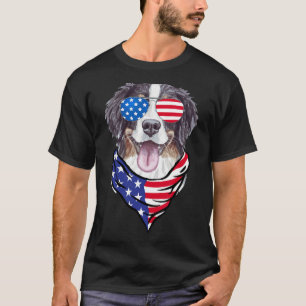 Bernese Mountain Dog American Flag Gles 4th Of Jul T-Shirt