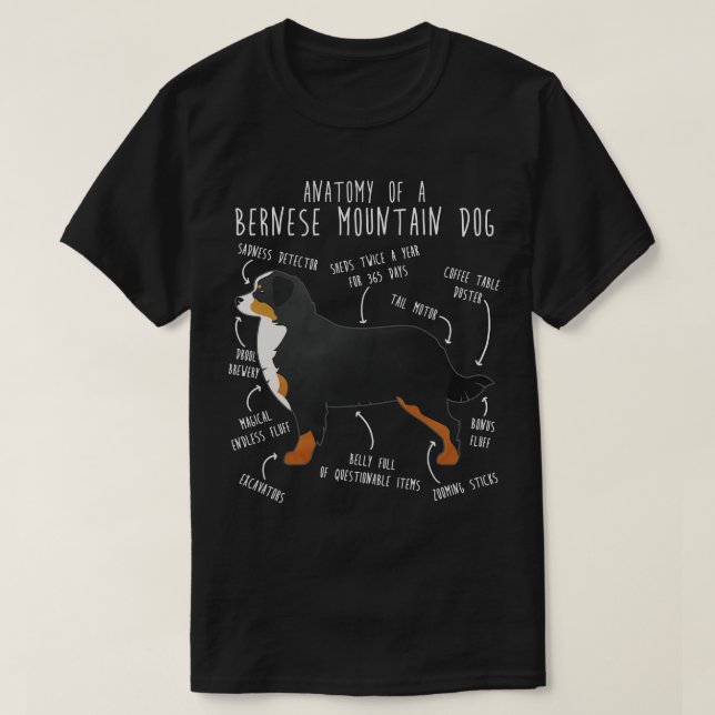 Bernese Mountain Dog Anatomy 2 T-Shirt (Design Front)