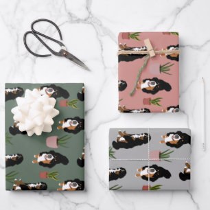 Bernese Mountain Dog and Houseplants Wrapping Paper Sheet