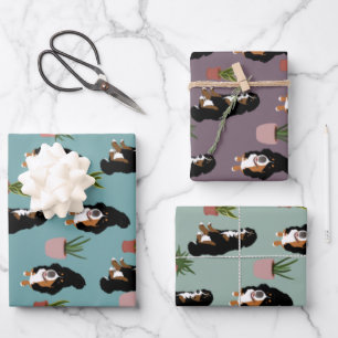 Bernese Mountain Dog and Houseplants Wrapping Paper Sheet