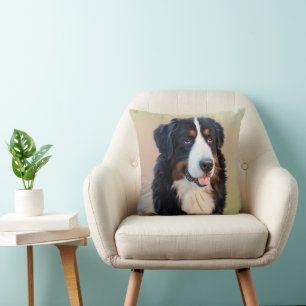 bernese mountain dog art throw pillow