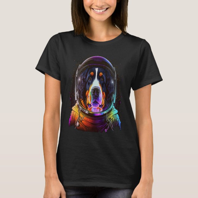 Bernese Mountain Dog Astronaut Colourful Outer Spa T-Shirt (Front)
