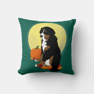 Bernese Mountain Dog Autumn Throw Pillow