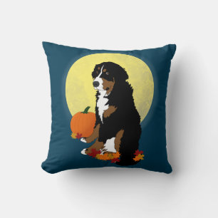 Bernese Mountain Dog Autumn  Throw Pillow