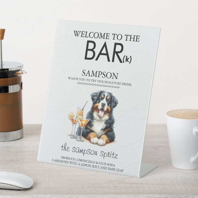 Bernese Mountain Dog Bar Pedestal Sign (In SItu)