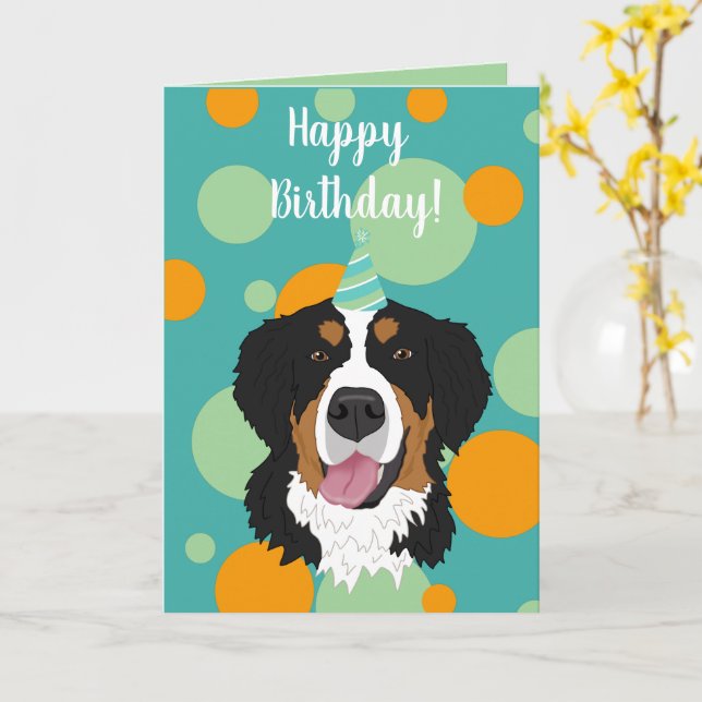 Bernese Mountain Dog Birthday  Card (Yellow Flower)