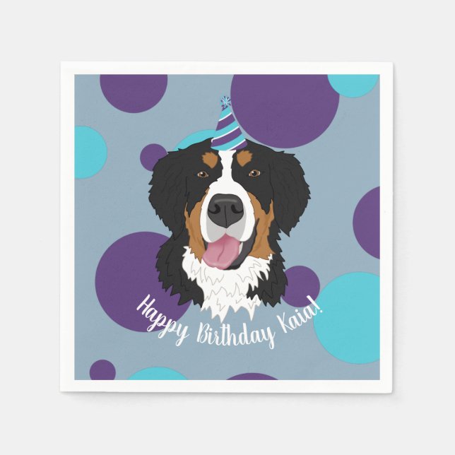 Bernese Mountain Dog Birthday Napkin (Front)