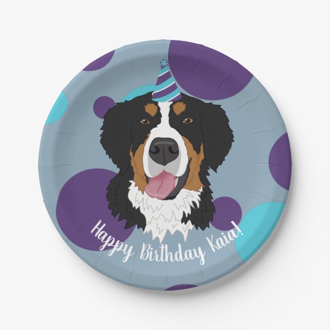 Bernese Mountain Dog Birthday  Paper Plate (Front)