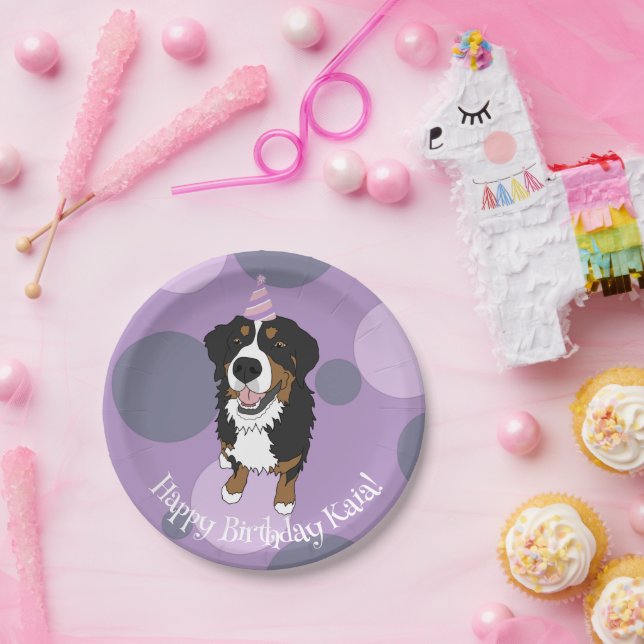Bernese Mountain Dog Birthday Paper Plate (Party)