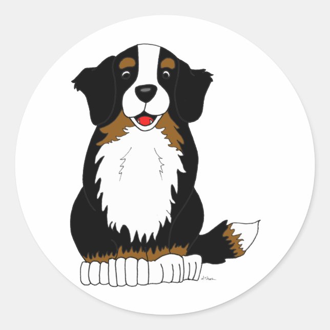 Bernese Mountain Dog Cartoon Classic Round Sticker (Front)