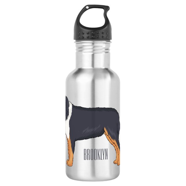 Bernese mountain dog cartoon illustration 532 ml water bottle (Front)