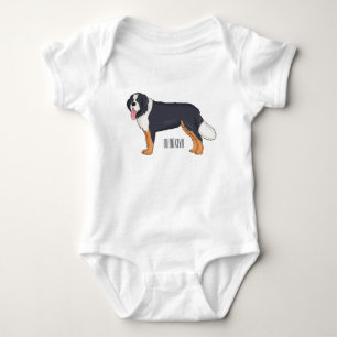 Bernese mountain dog cartoon illustration baby bodysuit