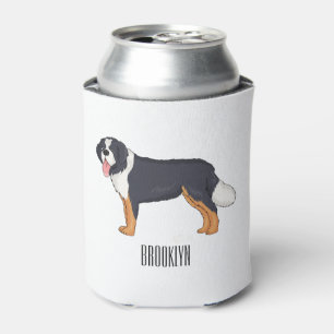 Bernese mountain dog cartoon illustration can cooler