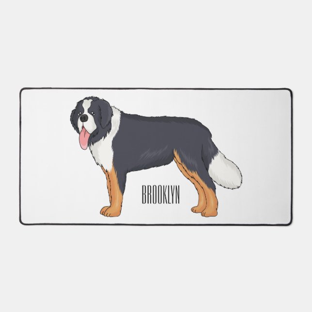 Bernese mountain dog cartoon illustration desk mat (Front)