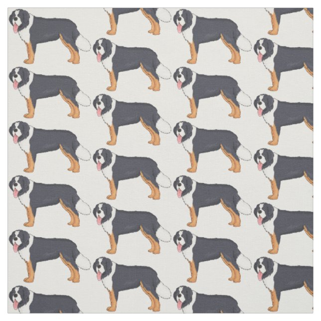 Bernese mountain dog cartoon illustration fabric (Swatch)