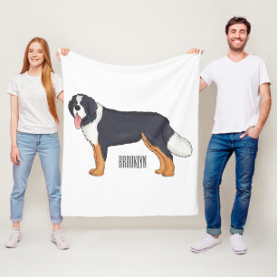 Bernese mountain dog cartoon illustration fleece blanket