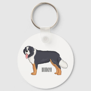 Bernese mountain dog cartoon illustration keychain
