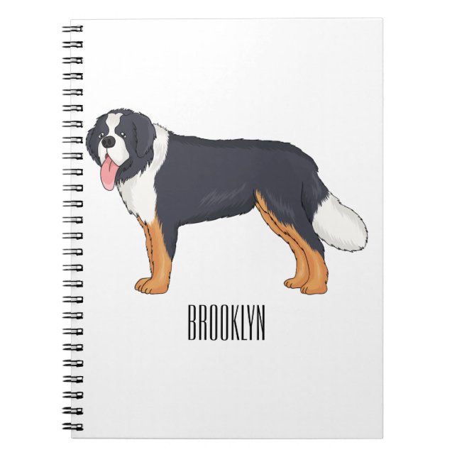 Bernese mountain dog cartoon illustration notebook (Front)