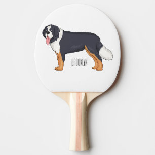 Bernese mountain dog cartoon illustration ping pong paddle