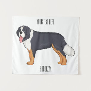 Bernese mountain dog cartoon illustration tapestry