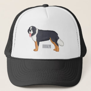 Bernese mountain dog cartoon illustration trucker hat