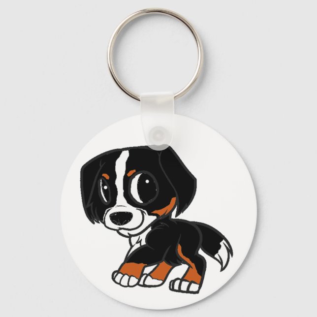 bernese mountain dog cartoon rust keychain (Front)