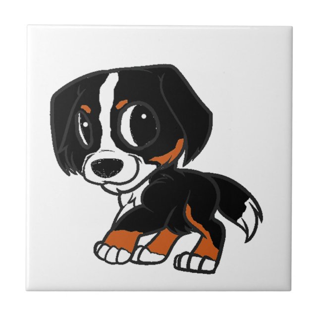 bernese mountain dog cartoon rust tile (Front)