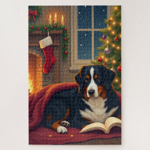 Bernese Mountain Dog Christmas Bedtime Story Jigsaw Puzzle