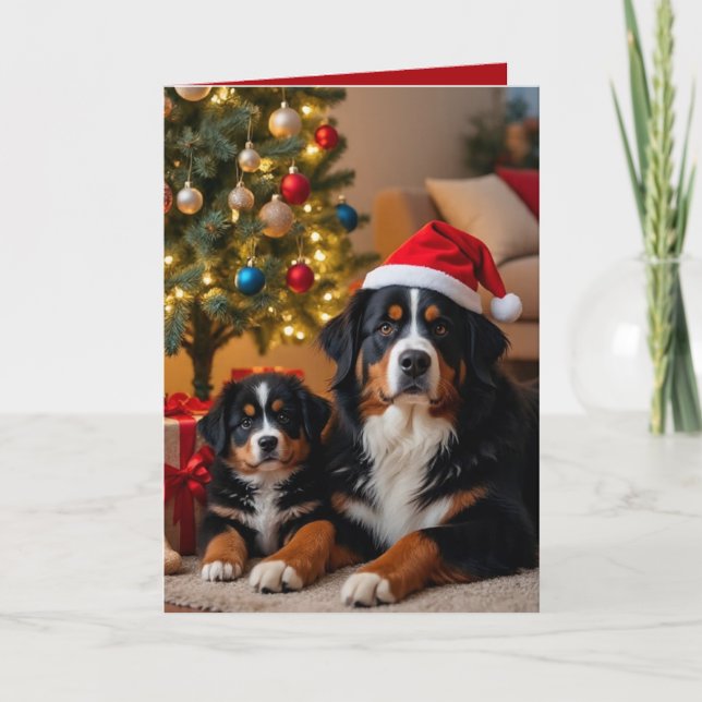 Bernese Mountain Dog Christmas  Card (Front)
