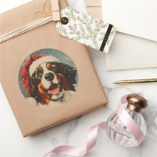 Bernese Mountain dog Christmas  Classic Round Sticker
